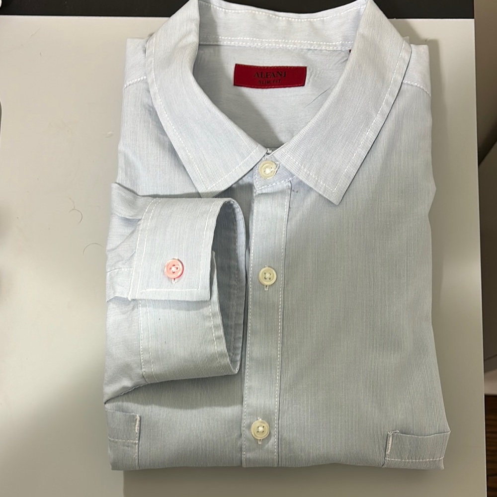 Alfani Men's Light Blue Shirt with Two Front Pockets